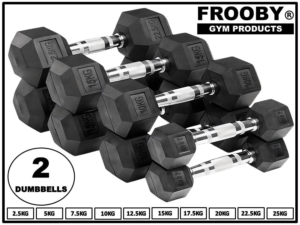 Hex Dumbbells Set Pair Ergo Iron Hand Weights Rubber Encased Hexagonal Gym 36-6