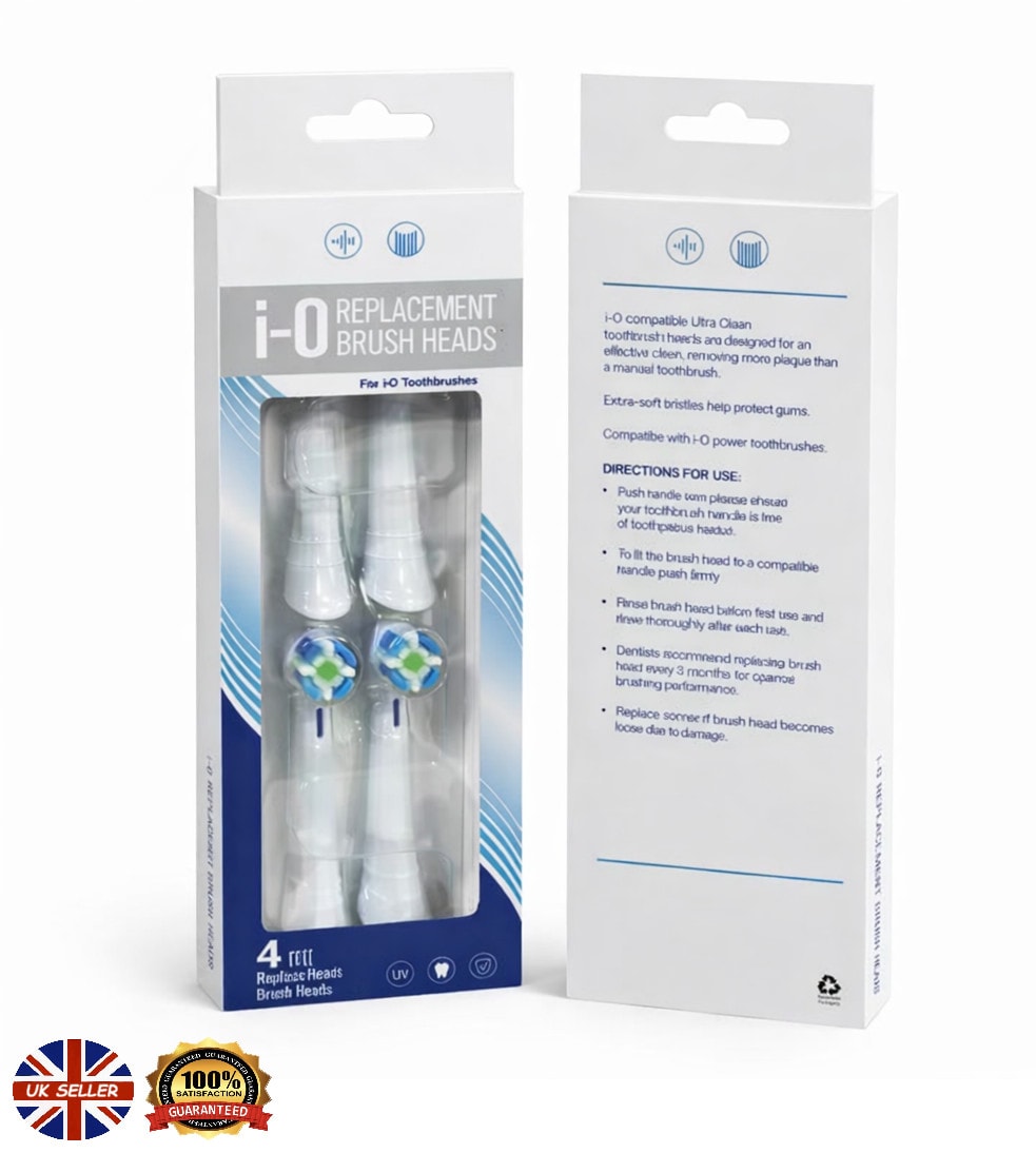 Electric Replacement Toothbrush Heads Compatible with Oral-B iO BLACK or WHITE