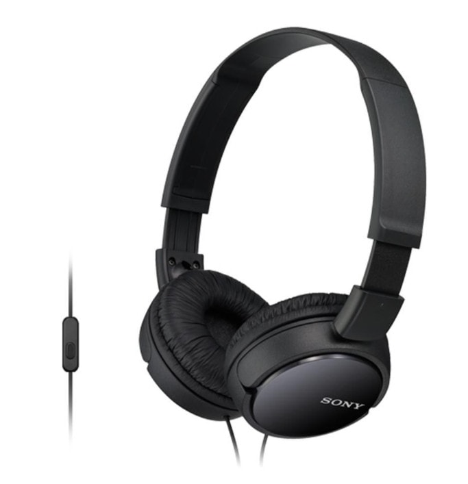 Sony MDR-ZX110AP Black On-Ear Headphones Wired Stereo Headset With Microphone