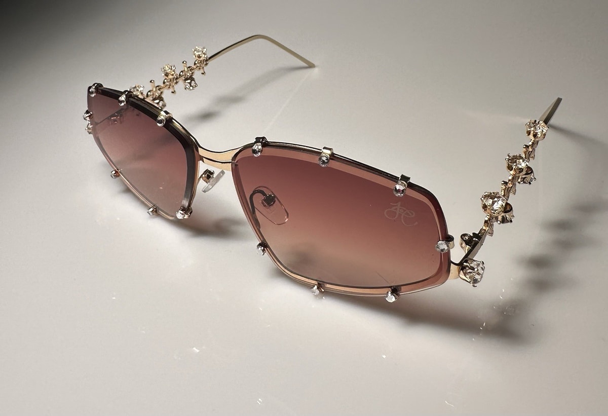 Jewel Trim Brown Lenses Sunglasses Unisex Brand New In Box