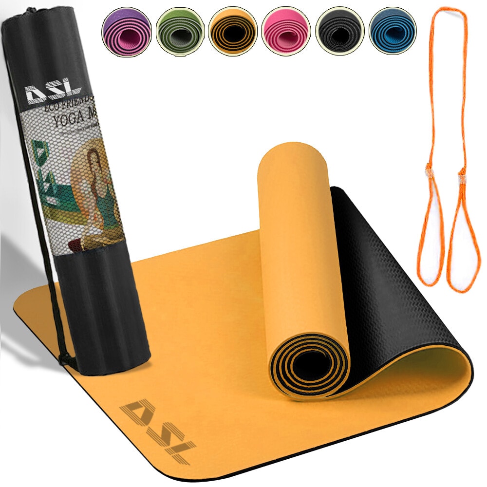 DSL Premium TPE Pilates Mats 183x61x0.6cm Eco Friendly Non Slip Yoga Mat Gym Mat