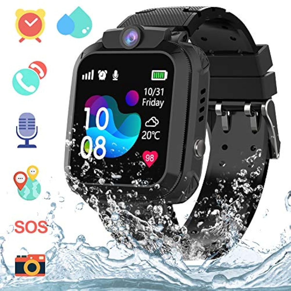 Waterproof Smart Watch for Kids with Camera Video Call SOS Voice Chat Touch Scr