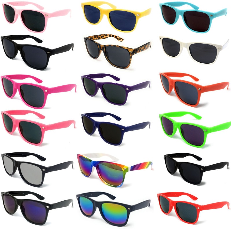 ADULTS Sunglasses Classic Black Lens Mens Ladies Womens Mirrored Party Festival