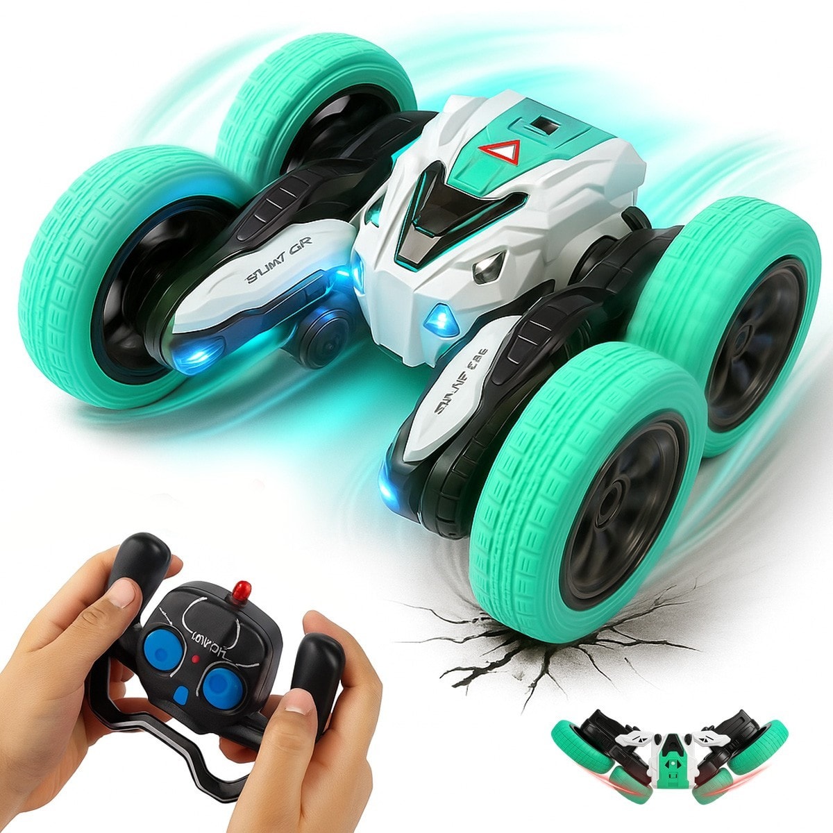 Kids Toy 360° Remote Control Speed Stunt RC Car USB Rechargeable LED Lights