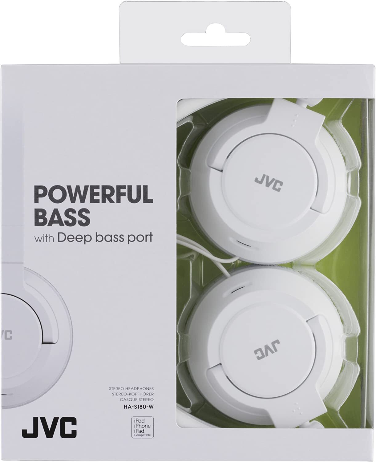 JVC Headphones Foldable Lightweight Powerful Bass Over-Ear - White