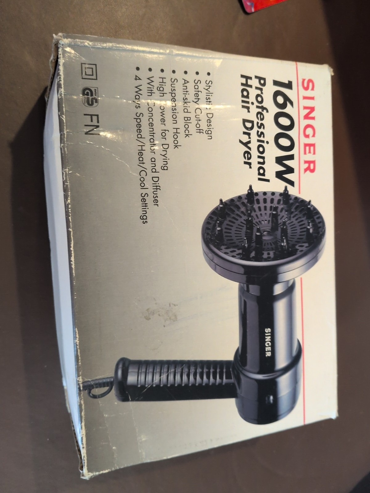 Singer 1600W Professional Hair Dryer Black in original packaging