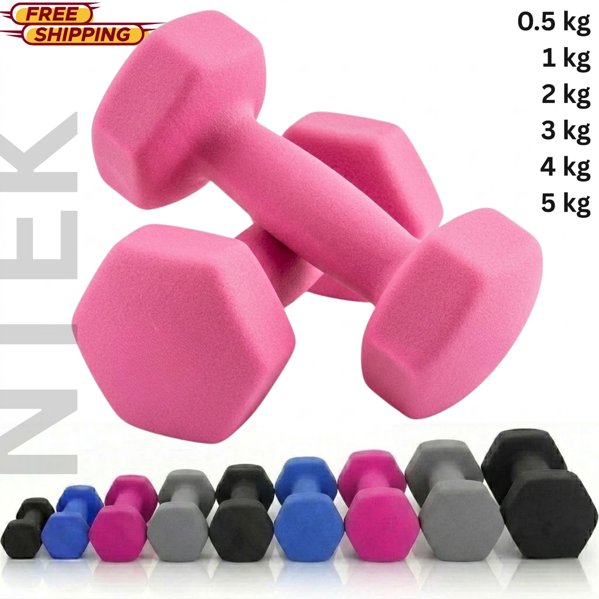 Pair 1kg 2kg 3kg Dumbbell Fitness Hand Weights Set for Women Home Gym Workout UK