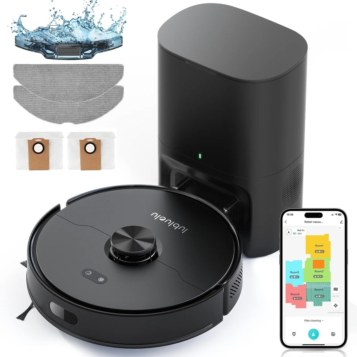 Lubluelu 5500Pa Laser Robot Vacuum Cleaner with Mop & 3L Self-Empty Station Gift