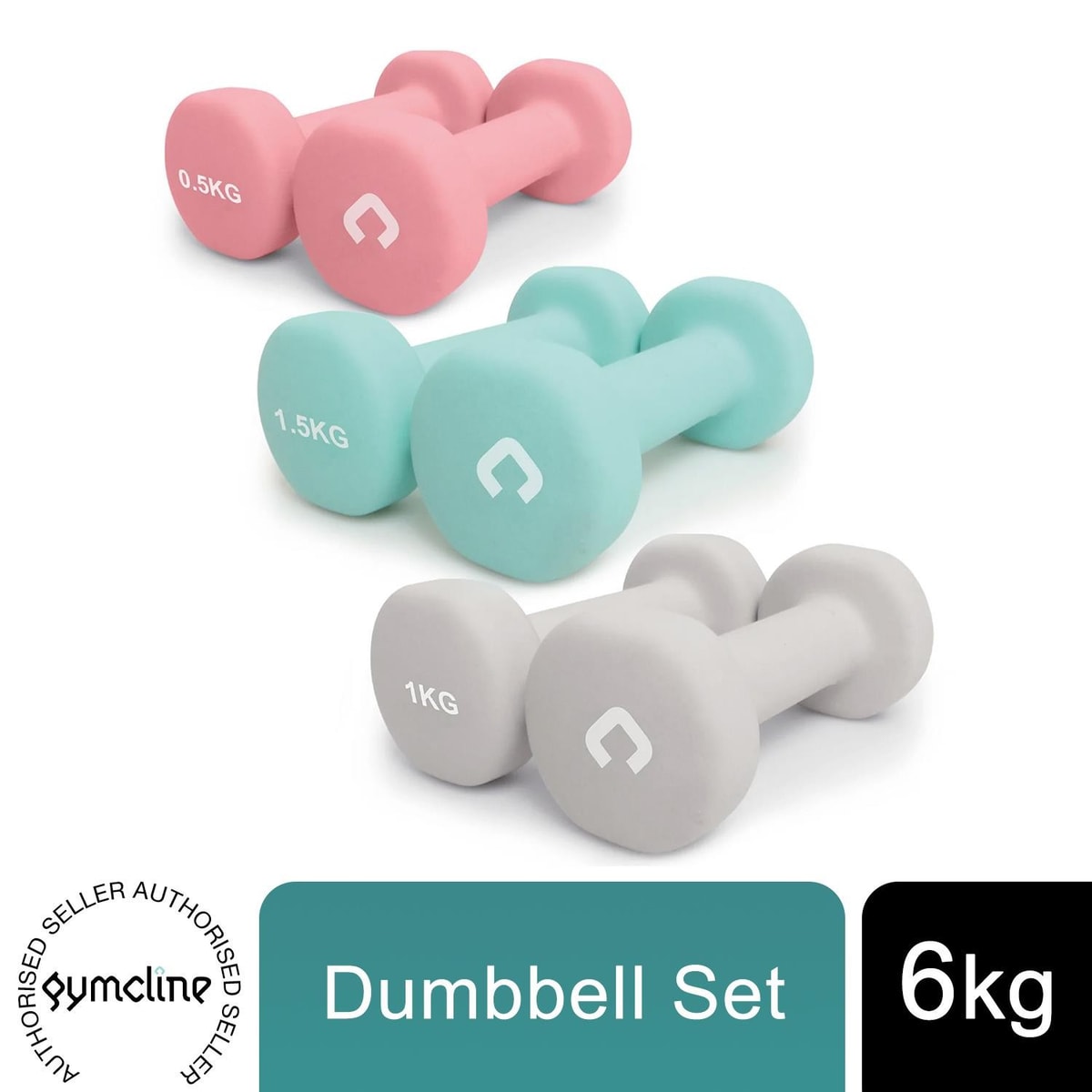 Gymcline 6kg Dumbbell Hand Weights Set Home Gym Fitness Strength Training Kit