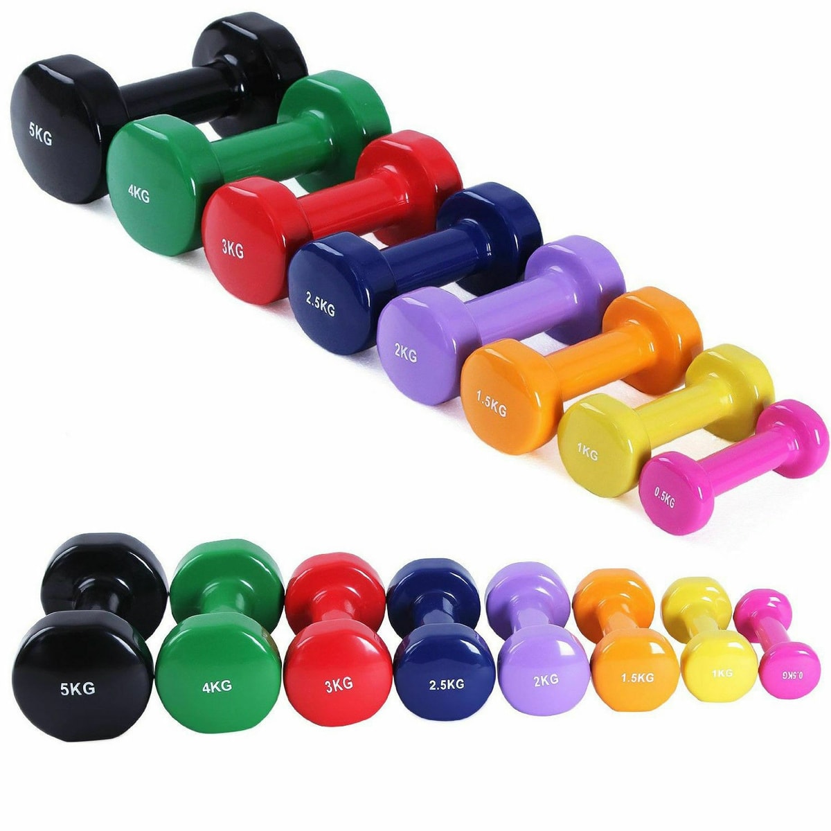 Vinyl Dumbbell Pair Solid Aerobic Training Weights Strength Home Dumbbells Gym