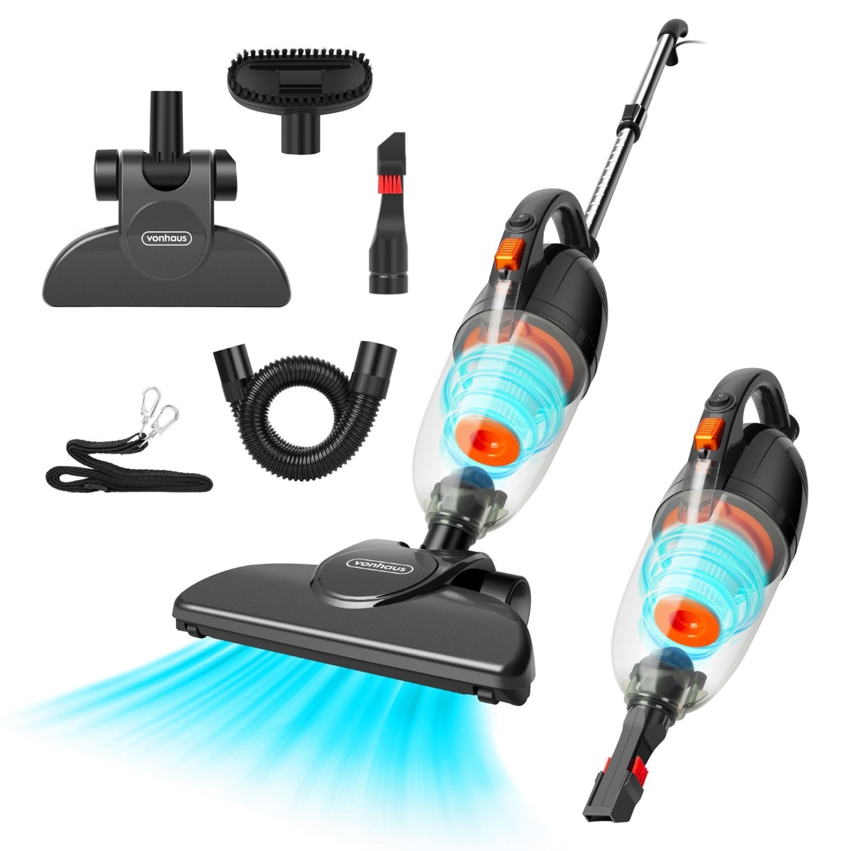 Corded Stick Vacuum Cleaner - VonHaus 800W 17000Pa 2 in 1 Upright & Hand Vacuum