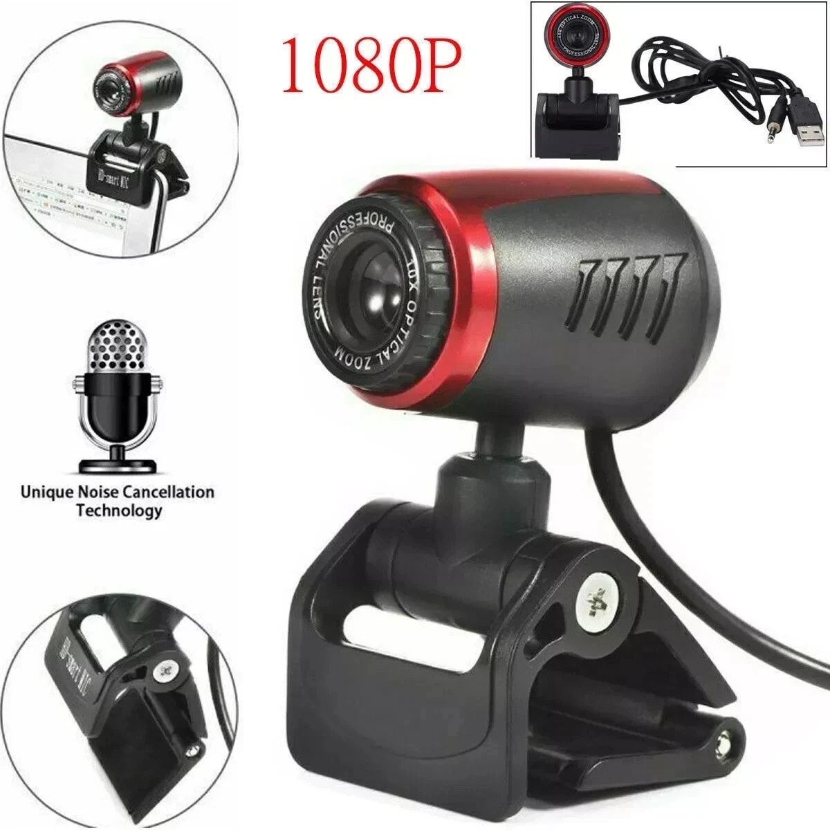 1080P HD Webcam USB Computer Web Camera For Laptop Desktop PC With Microphone