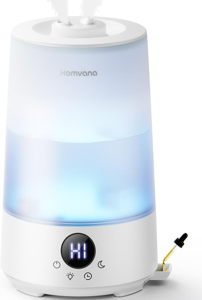 Homvana 3.6L Cool Mist Humidifier Blue, Quiet 16dB Top-Fill, 34H, Oil Diffuser