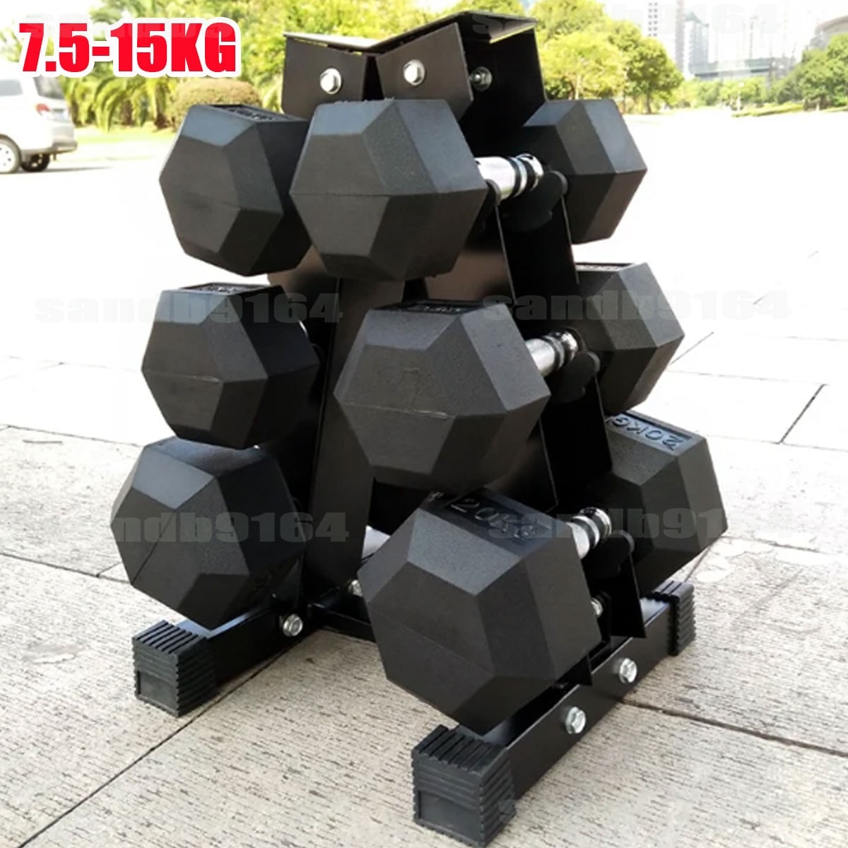 2x7.5KG/1x15KG/2x10KG Dumbbells Cast Iron Hex Dumbbell Weight Set Hand Weights