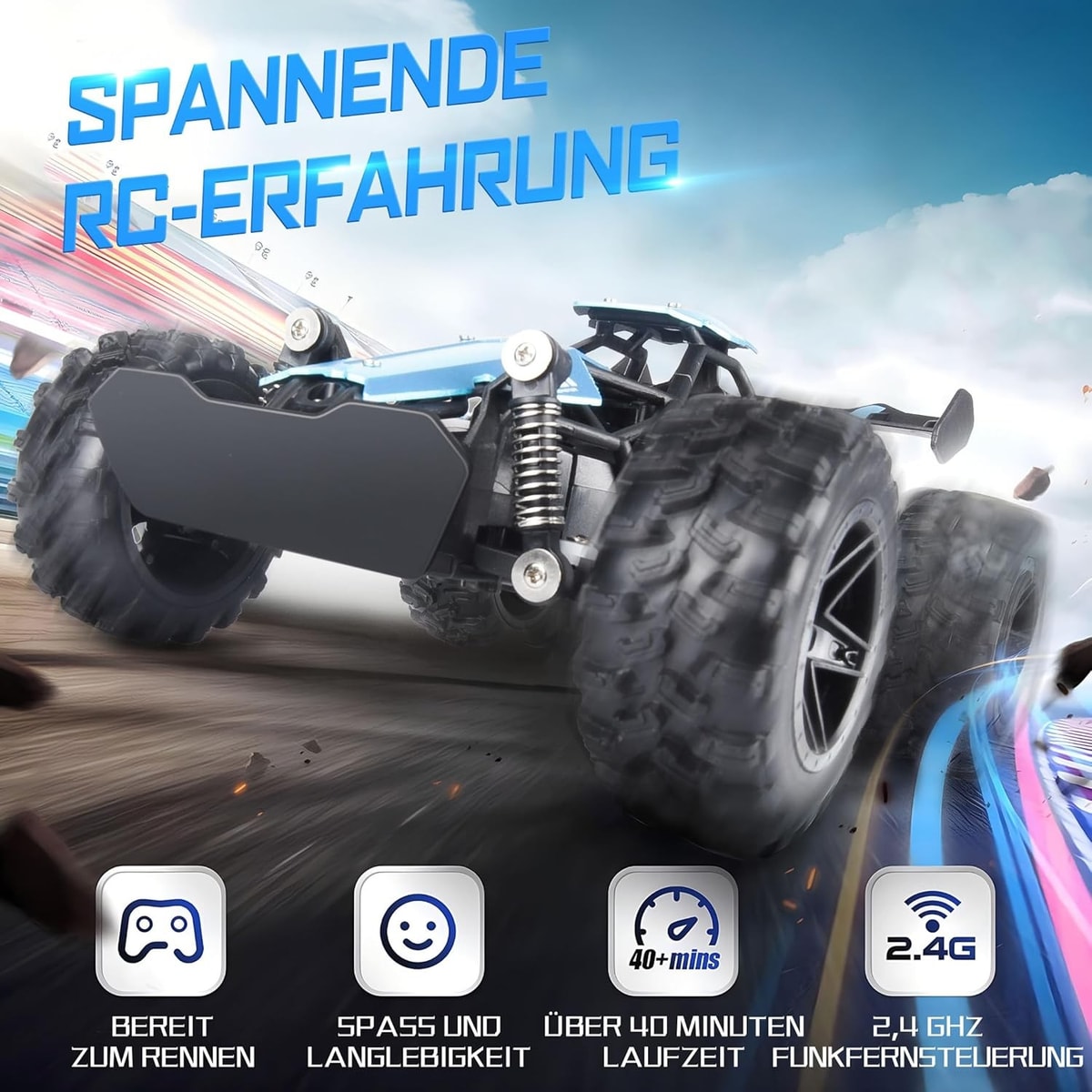 Fast off Road RC Car 20KM/H High Speed RC Monster Truck 4WD Kid Toy Electric UK