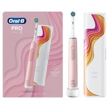 Oral-B Pro 3 3500 Electric Toothbrush with Riso Art Travel Case Pink