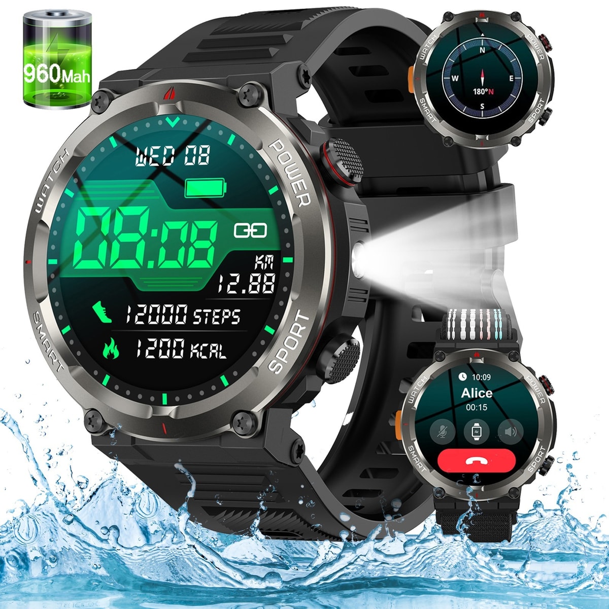 Military Smart Watch Men (Call Receive/Dial) Rugged Tactical Fitness Tracker US