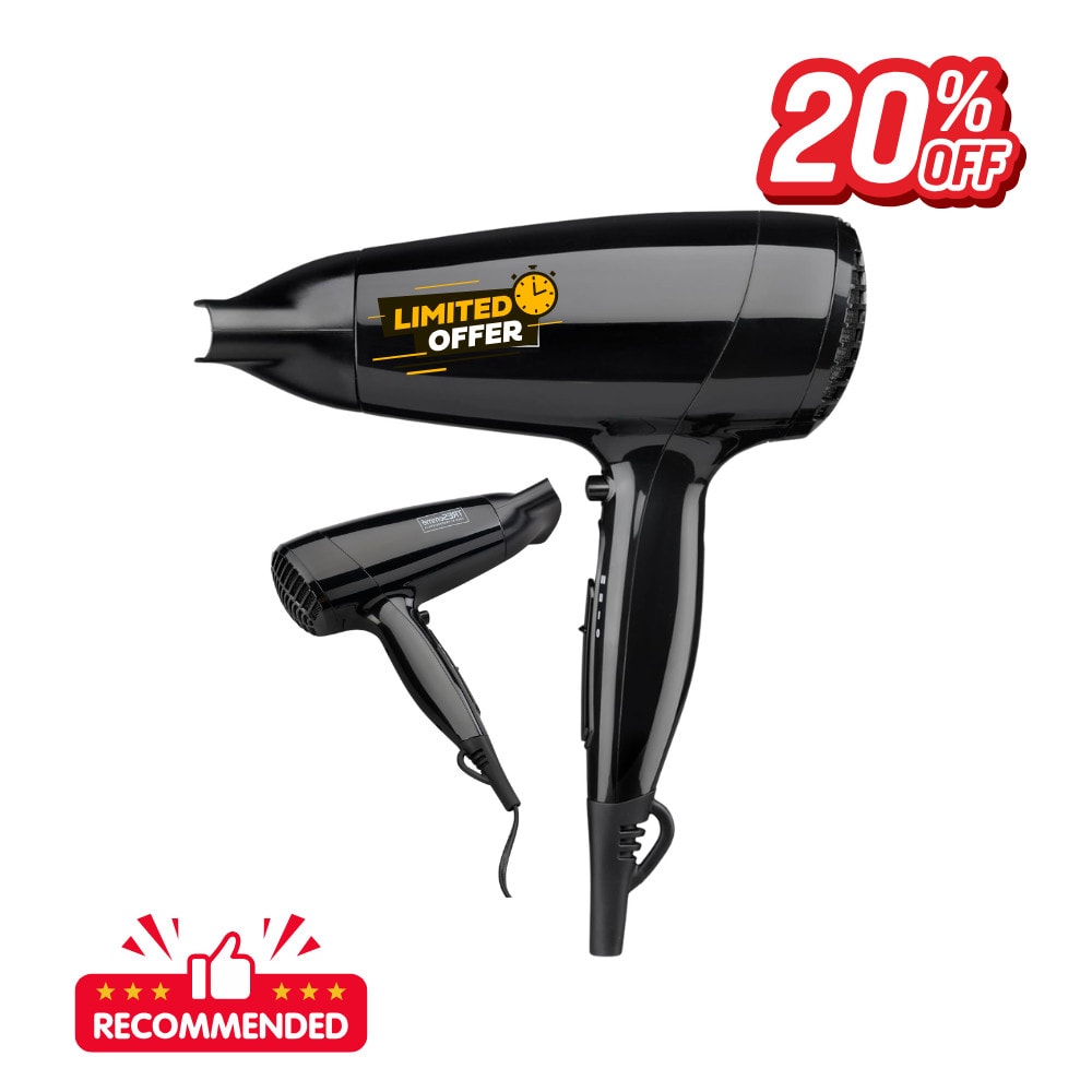 2000W Hair Dryer - Super Compact & Lightweight, Quick Drying, 3 Heat & 2 Speed