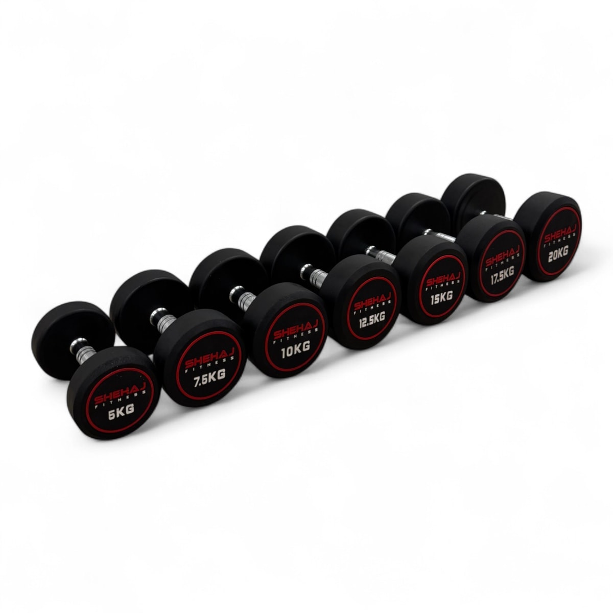 Round Dumbbells Cast Iron Rubber Encased 2.5kg-50kg Home Gym Weights Set Pairs