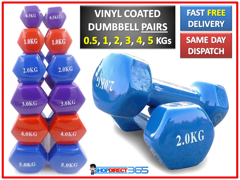 Vinyl Dumbbells Weights Pair Set Gym Fitness Exercise Iron Hand Neoprene 36-5