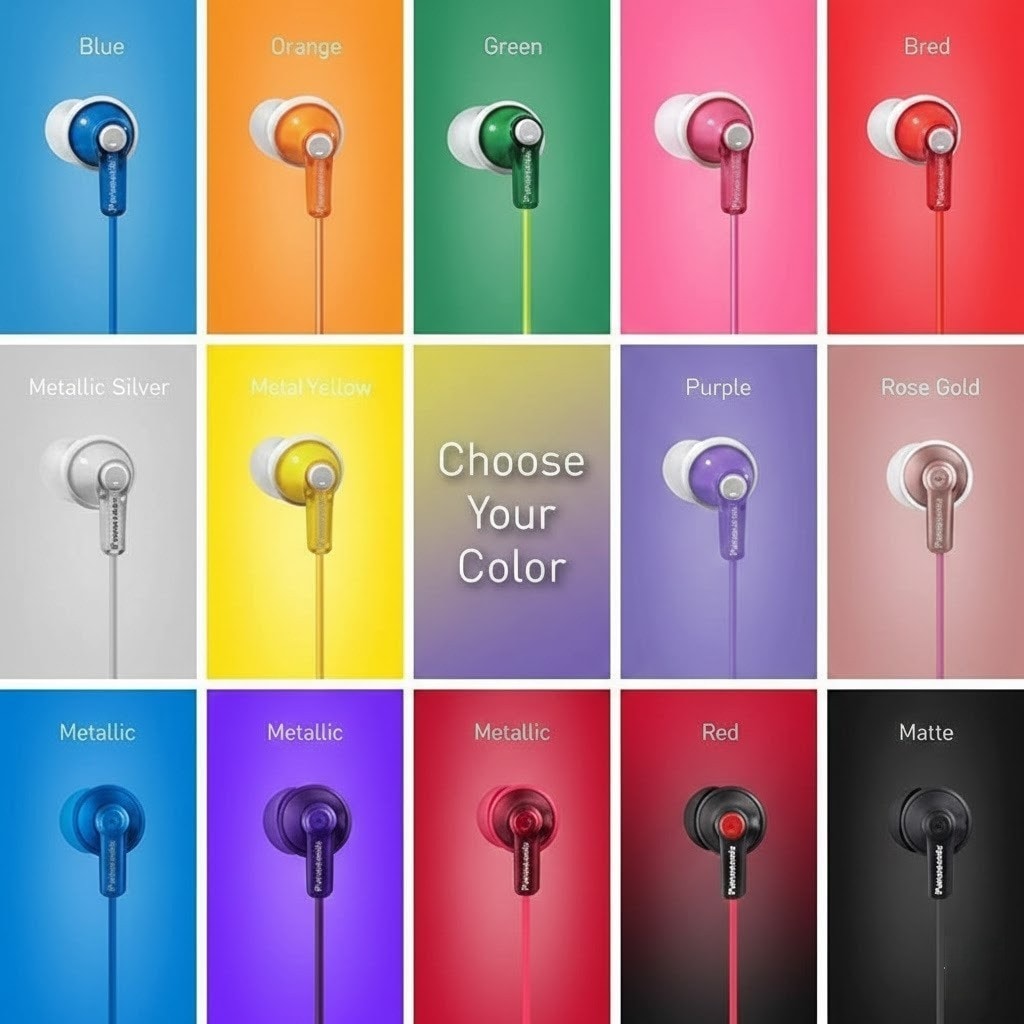 Panasonic Ergo-Fit In-Ear Earbud Style Headphones Earphones RP-HJE125 NEW!