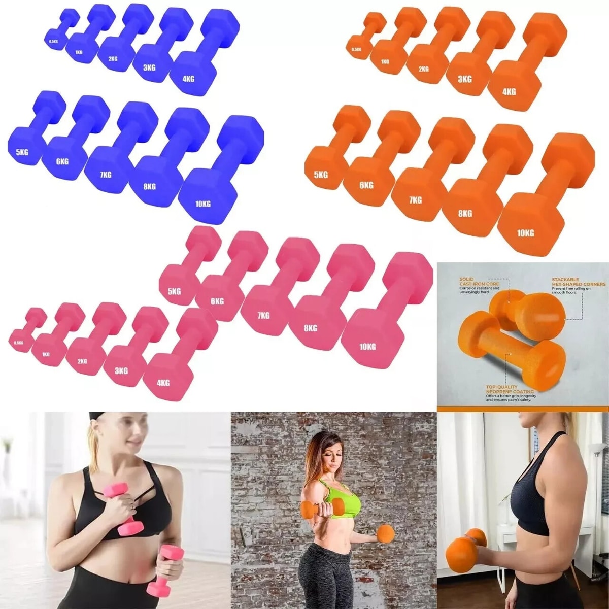 Neoprene Dumbbells Set Iron Hand Pair Weights Aerobic Workout Home Gym Fitness