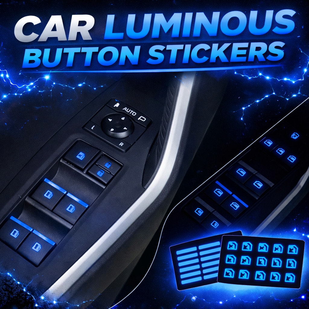 BLUE Luminous Button Stickers Window Switch Decal Sticker Car Accessories