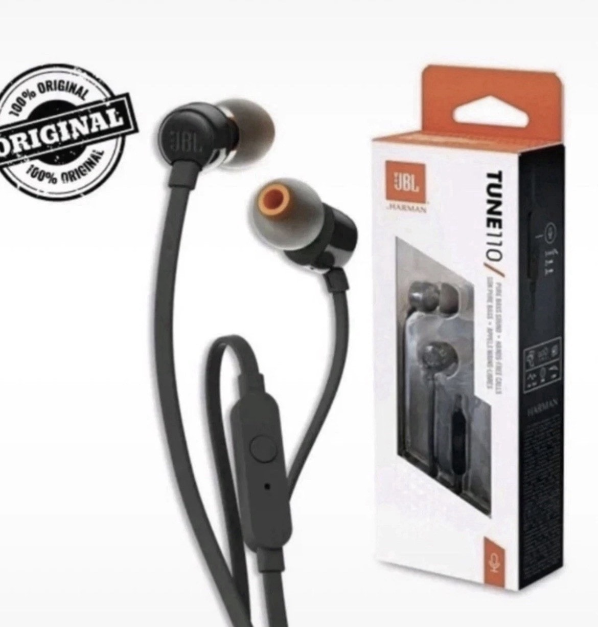 JBL Tune 110 Wired In-Ear Headphones Black New And Boxed