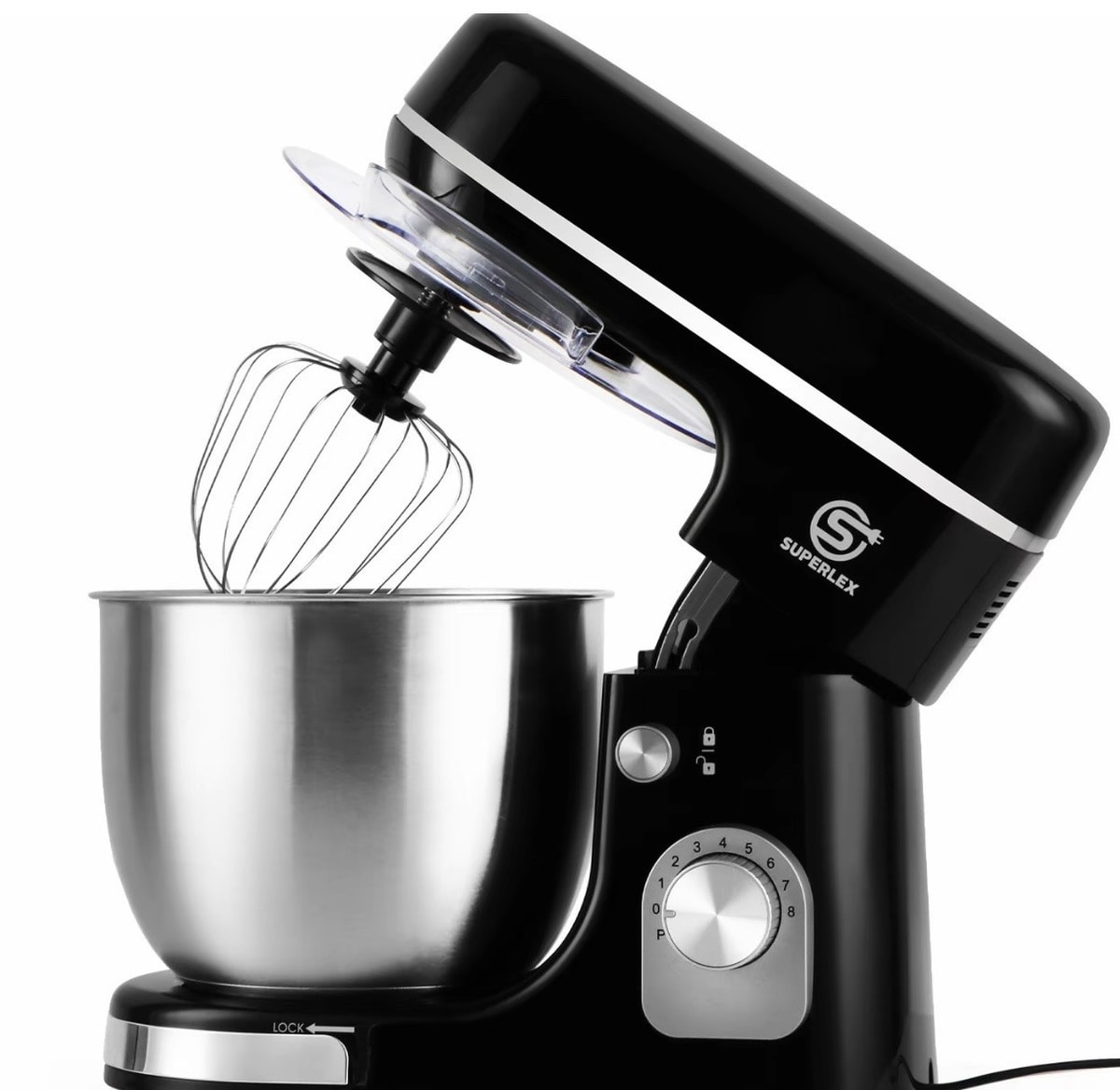 SUPERLEX Electric Food Stand Mixer Kitchen 8 Speed Multi-Function Blender 1300W