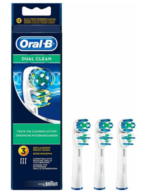 3 Pack Oral-B Dual Clean Electric Toothbrush Replacement Heads