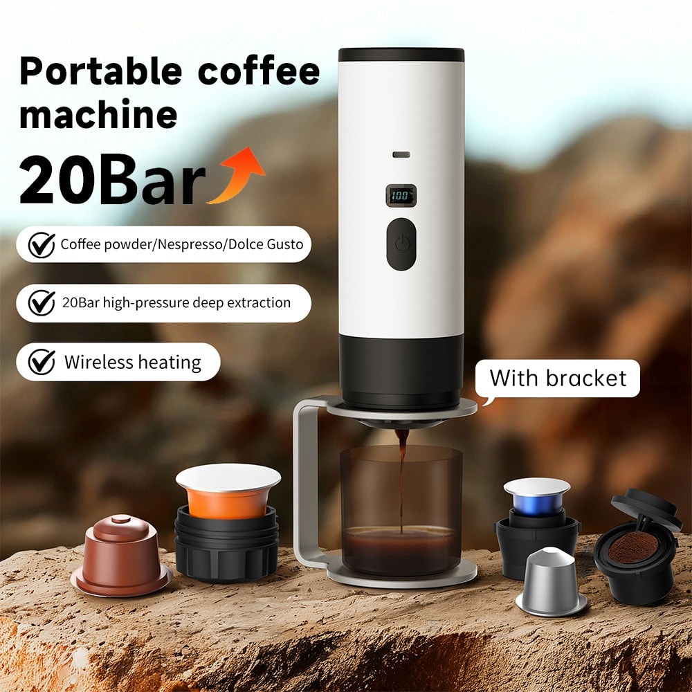 Portable Espresso Coffee Maker 3-in-1 Wireless Electric Machine Travel 7800mAh