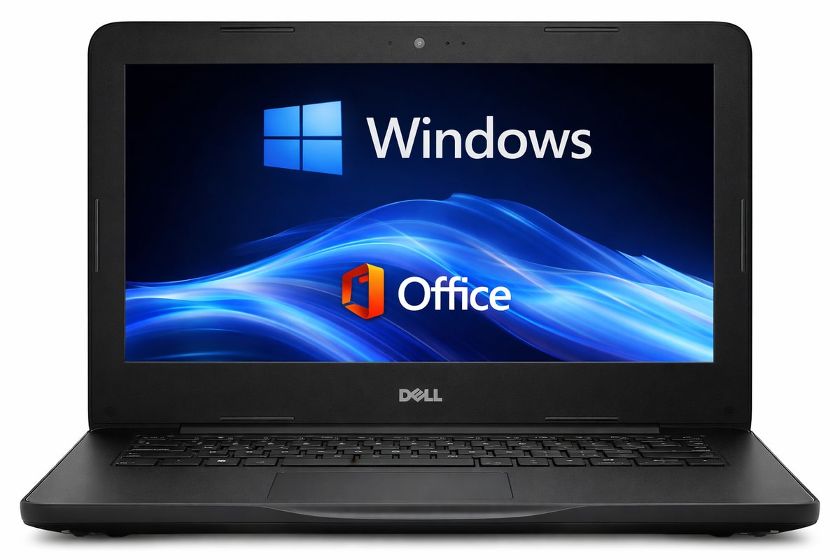 Dell 11.6 with Full Lifetime Microsoft Office Windows 11 HD Laptop 64GB SSD