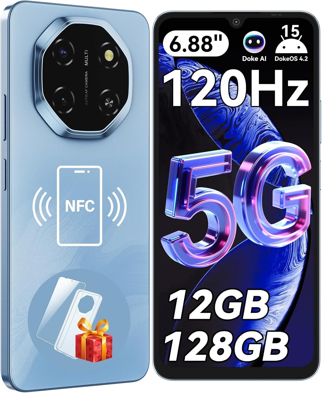 Blackview SHARK 6 5G AI Smartphone 12GB+128GB 6.88" HD+ Android 15 NFC Dual SIM