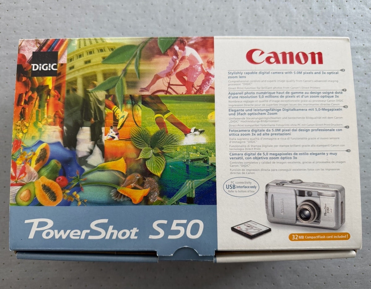 Canon PowerShot S50 5.0MP Silver Compact 3x Optical 12x Digital DiG!C AiAF