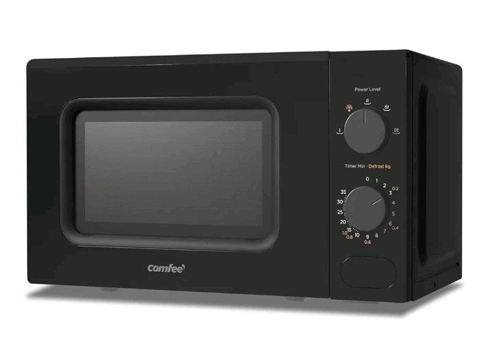 COMFEE' 700W 20L Black Microwave Oven With 5 Cooking Power Levels, Quick Defrost