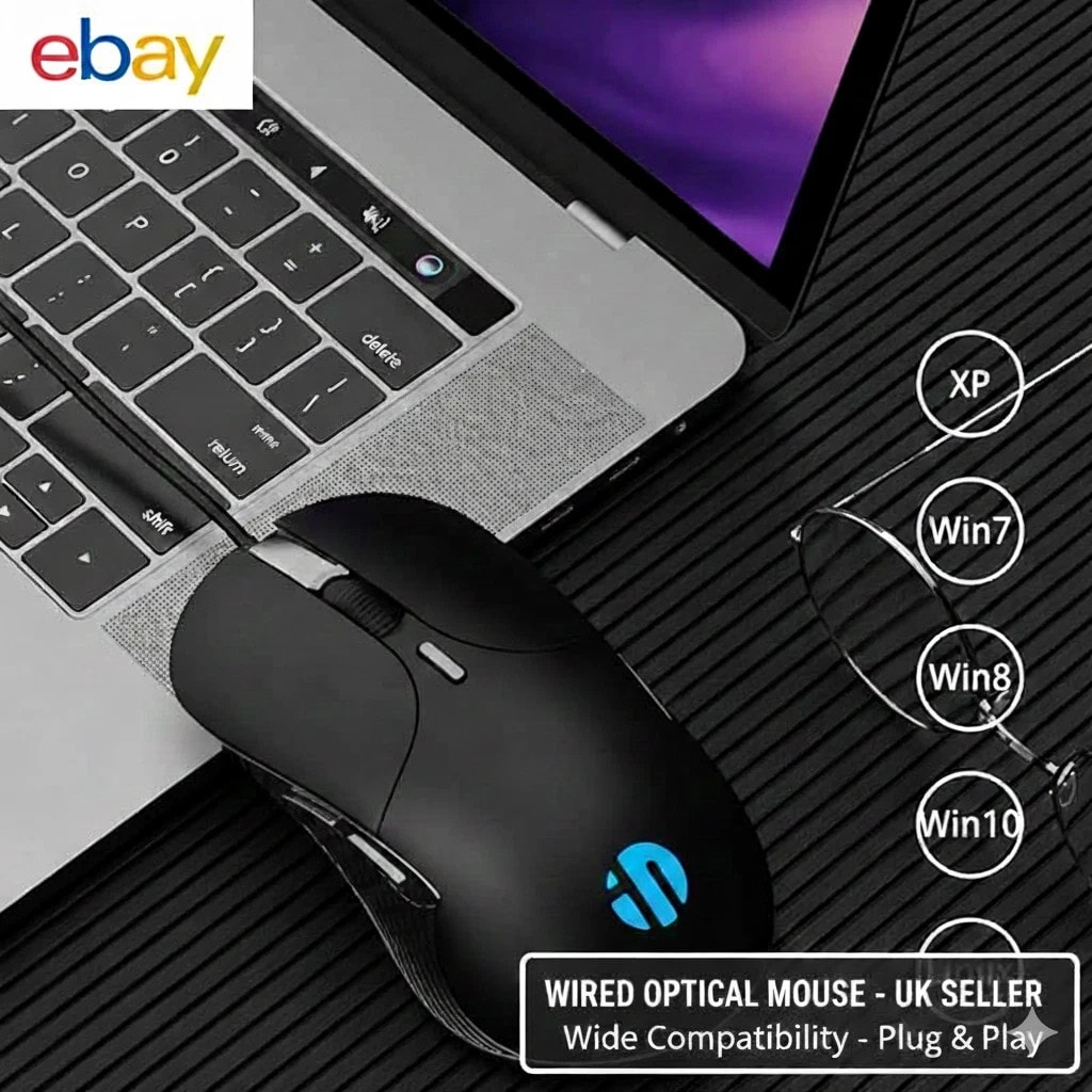 RGB Gaming Mouse Wired 7200 DPI 6 Programmable Buttons Optical Sensor PC Laptop