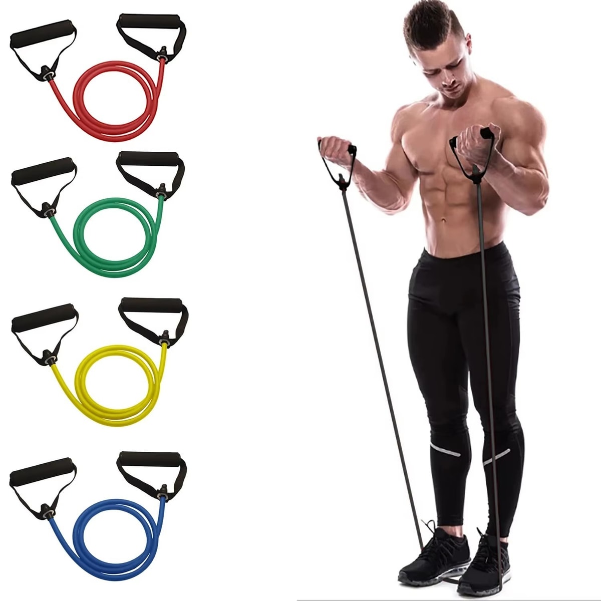 Resistance Bands with Handles Exercise Workout Bands for Men Women Home Gym UK