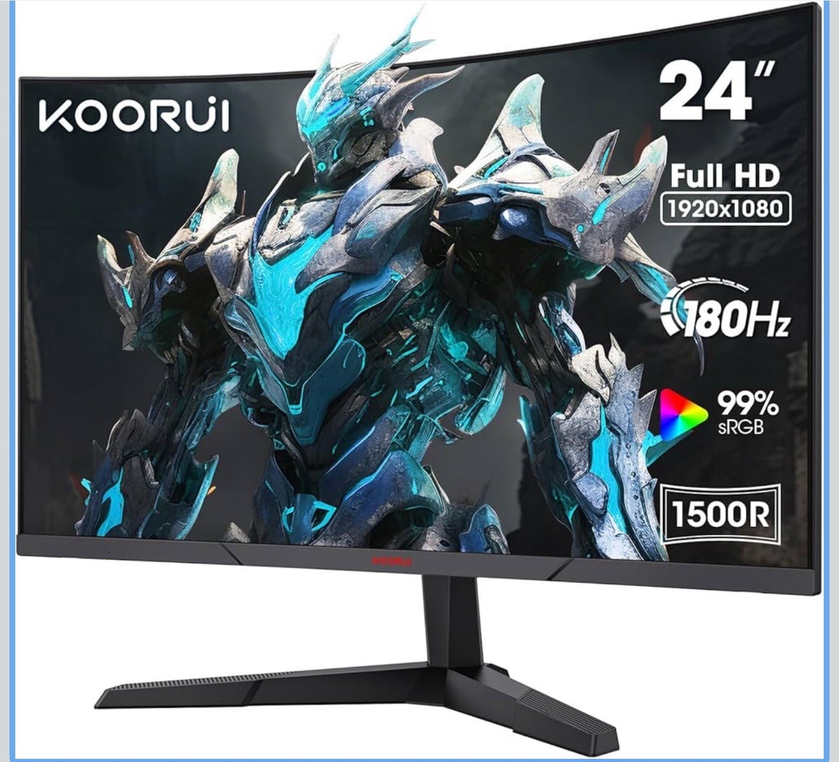 KOORUI 24 Inch Gaming Monitor, 180Hz Curved Monitors, Tilt Adjustable, Eye Care