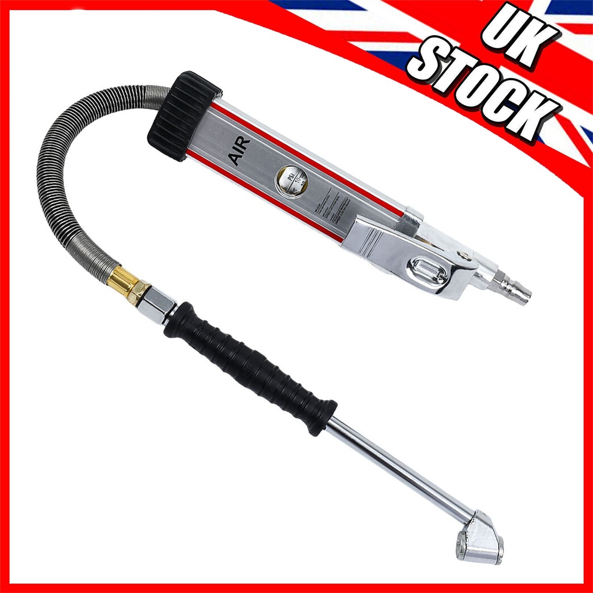 New Professional Garage Air Line Tyre Inflator Inflater Pump And Pressure Gauge