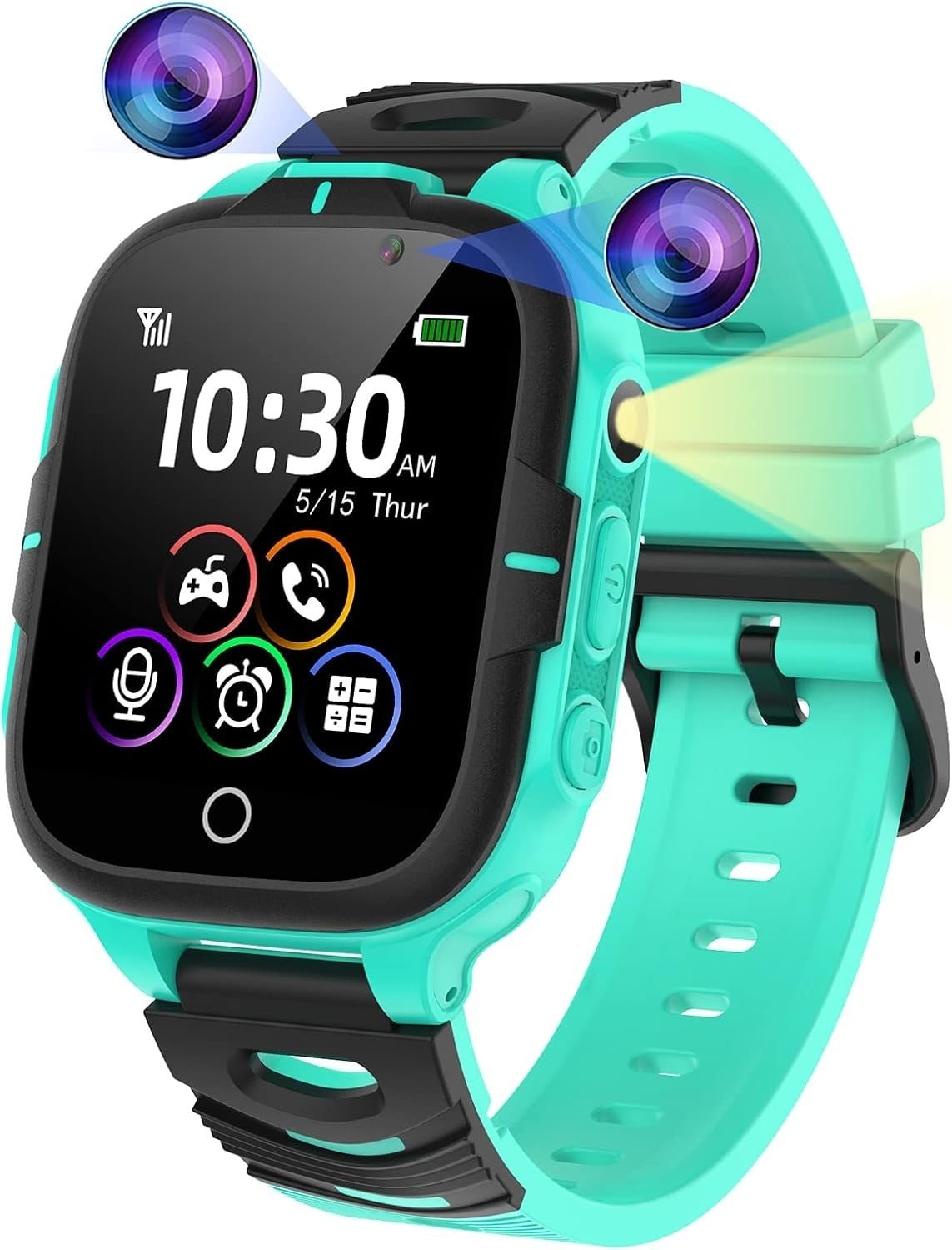 ELEJAFE Kids Smart Watch for Boys Girls 24Games 2Cameras Video SOS Phone- Green
