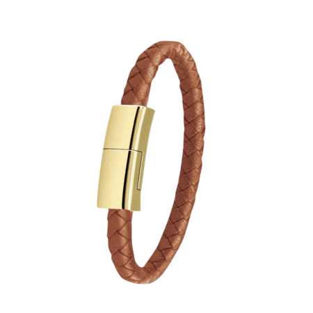 Läderarmband med iPhone-laddare - Brun