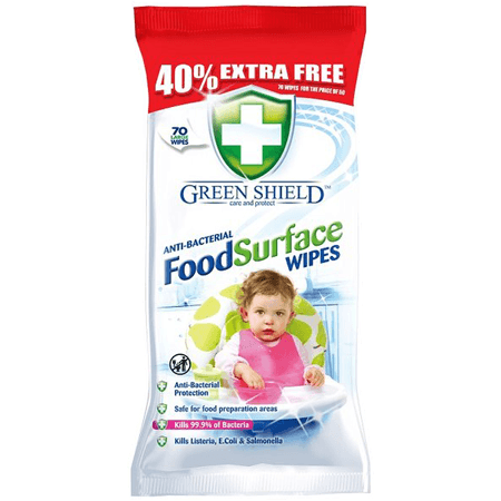 Green Shield Anti-Bac våtservetter för livsmedelsytor - 70 st