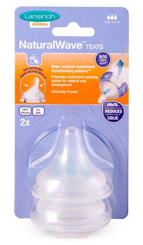 Lansinoh Natural Wave flasknippel - Fast Flow 2 st.