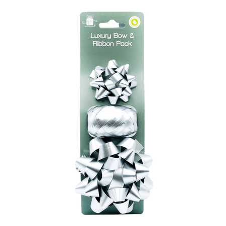 Giftmaker Lyxigt presentband och rosett Silver