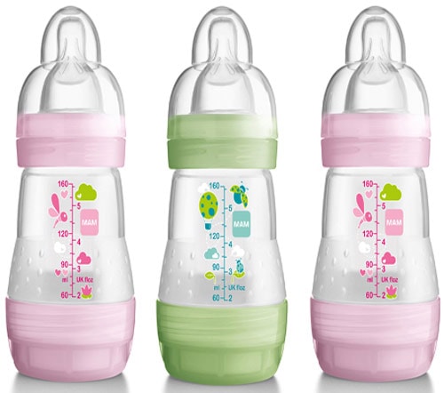 MAM 160 ml 0+mdr Anti-Colic Flaska - 3-pack Rosa