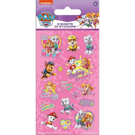 Paw Patrol Rosa Partyklistermärken 6 ark