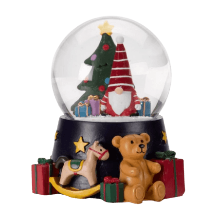 Three Kings musikalisk LED-snöglob Jultomten - 10 cm