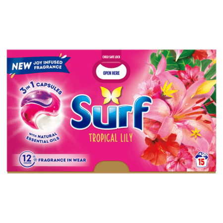 Surf 3-i-1 tvättkapslar med tropisk lilja - 15 st.