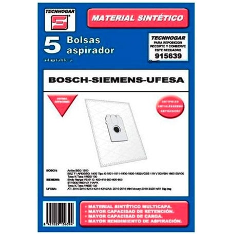 Tecnhogar Bosch/Siemens/Ufesa Dammsugarpåsar - 5 st