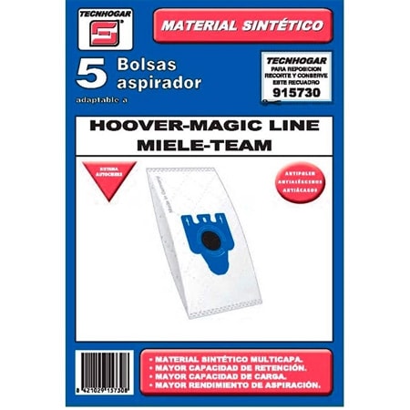 Tecnhogar Hoover/Magic Line/Miele Dammsugarpåsar - 5 st